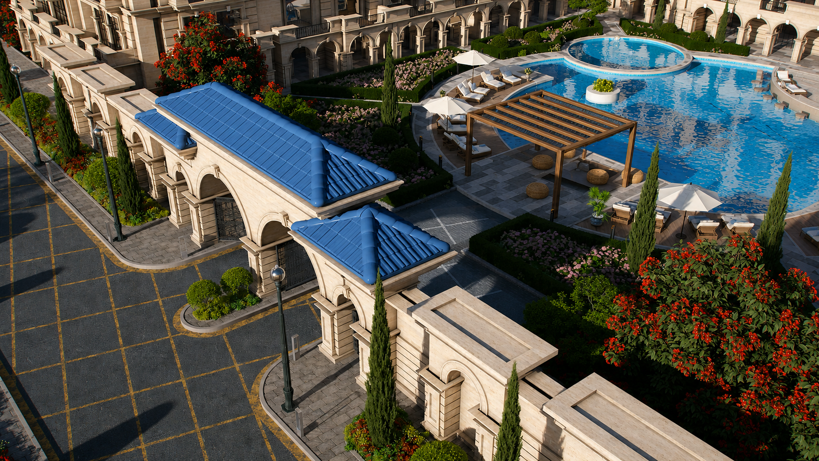 Aurora Palace landscaped project view in Hurghada