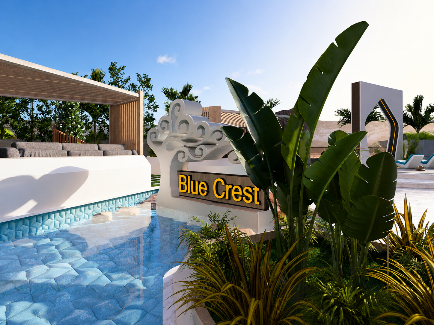 Approximately 10,000 sqm of water features